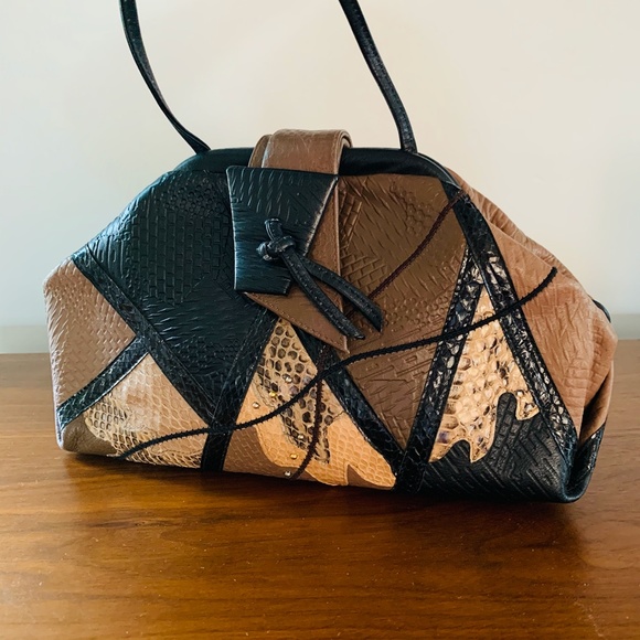 ❌Sold Vintage 80s Clemente Patchwork Snake Purse - Picture 3 of 13